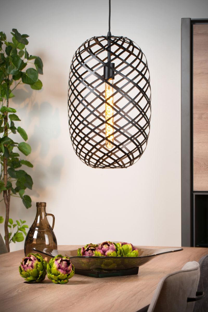 Lucide WOLFRAM - Závesné svietidlo - Ø 32 cm - 1xE27 - Čierna